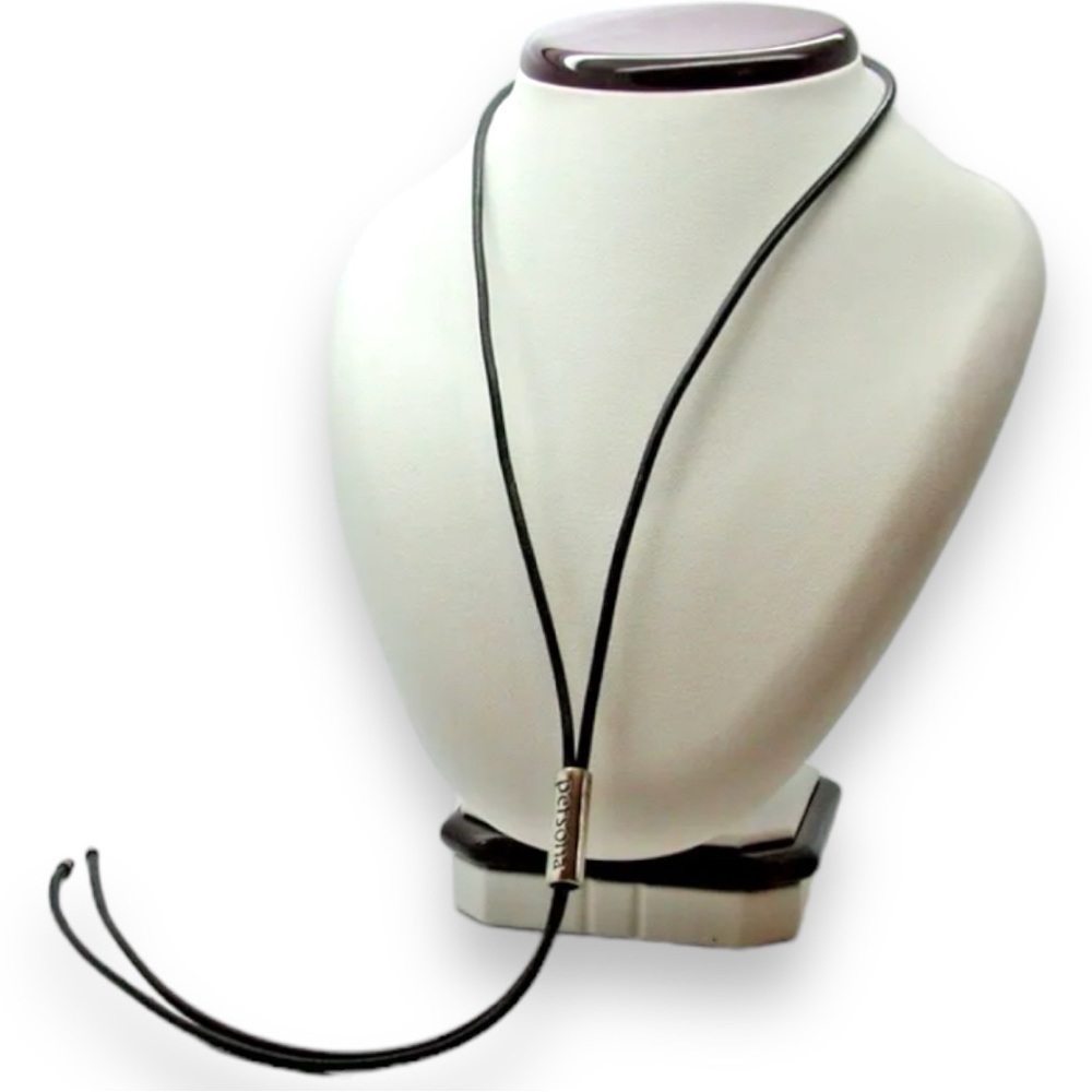 Persona Black Cord Necklace with Silver Accent - Picture 1 of 5